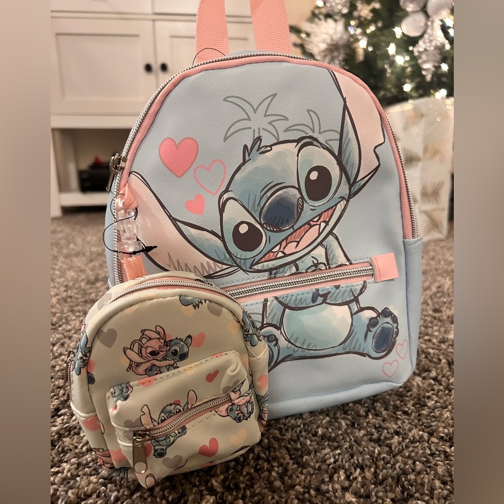 Disney Lilo & Stitch Light Blue Backpack W/Mini Mint/Light Green Backpack- NWT